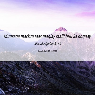 Picture 06 - Laawiyiintii 10:20 SOM - Muusena markuu taas maqlay raalli buu ka - Bible Verse Picture