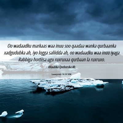 Picture 06 - Laawiyiintii 14:24 SOM - Oo wadaadku markaas waa inuu soo qaadaa wanka - Bible Verse Picture