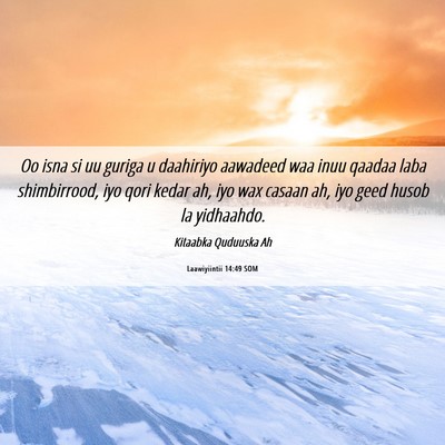 Picture 06 - Laawiyiintii 14:49 SOM - Oo isna si uu guriga u daahiriyo aawadeed waa - Bible Verse Picture