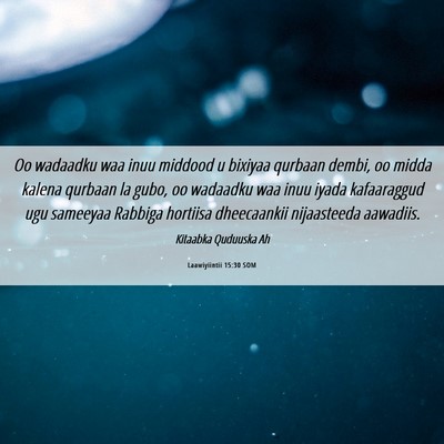 Picture 06 - Laawiyiintii 15:30 SOM - Oo wadaadku waa inuu middood u bixiyaa qurbaan - Bible Verse Picture