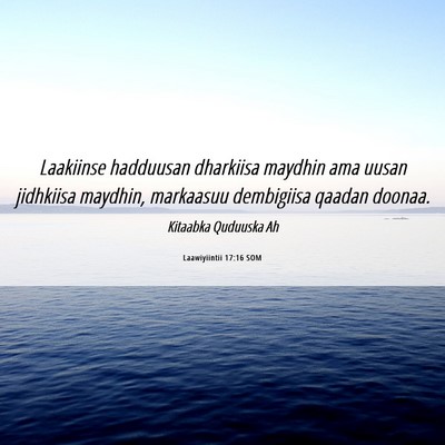 Picture 06 - Laawiyiintii 17:16 SOM - Laakiinse hadduusan dharkiisa maydhin ama uusan - Bible Verse Picture