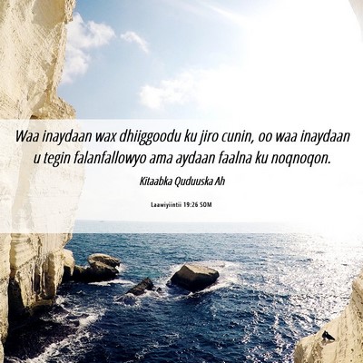 Picture 06 - Laawiyiintii 19:26 SOM - Waa inaydaan wax dhiiggoodu ku jiro cunin, oo waa - Bible Verse Picture