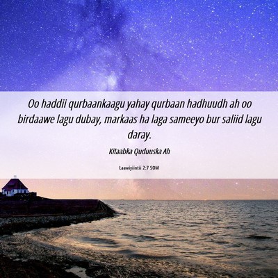 Picture 06 - Laawiyiintii 2:7 SOM - Oo haddii qurbaankaagu yahay qurbaan hadhuudh ah - Bible Verse Picture