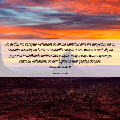 Picture 06 - Laawiyiintii 20:17 SOM - Oo haddii nin kaxaysto walaashiis oo ah ina - Bible Verse Picture