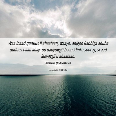 Picture 06 - Laawiyiintii 20:26 SOM - Waa inaad quduus ii ahaataan, waayo, anigoo - Bible Verse Picture