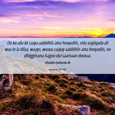 Picture 06 - Laawiyiintii 20:9 SOM - Oo ku alla kii caaya aabbihiis ama hooyadiis, - Bible Verse Picture