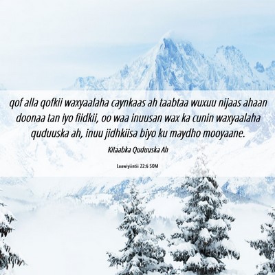 Picture 06 - Laawiyiintii 22:6 SOM - qof alla qofkii waxyaalaha caynkaas ah taabtaa - Bible Verse Picture