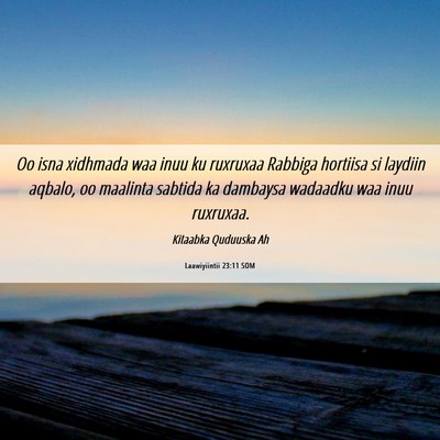 Picture 06 - Laawiyiintii 23:11 SOM - Oo isna xidhmada waa inuu ku ruxruxaa Rabbiga - Bible Verse Picture