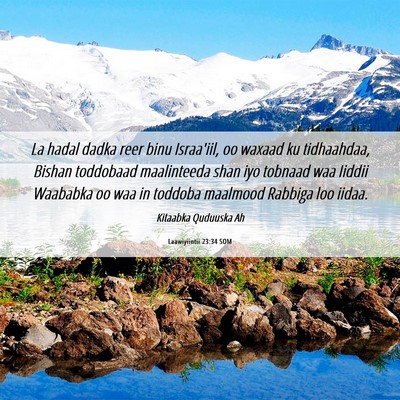 Picture 06 - Laawiyiintii 23:34 SOM - La hadal dadka reer binu Israa'iil, oo waxaad ku - Bible Verse Picture