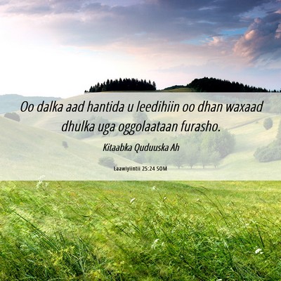 Picture 06 - Laawiyiintii 25:24 SOM - Oo dalka aad hantida u leedihiin oo dhan waxaad - Bible Verse Picture
