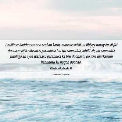 Picture 06 - Laawiyiintii 25:28 SOM - Laakiinse hadduusan soo ceshan karin, markaas - Bible Verse Picture