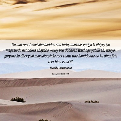 Picture 06 - Laawiyiintii 25:33 SOM - Oo mid reer Laawi ahu hadduu soo furto, markaas - Bible Verse Picture