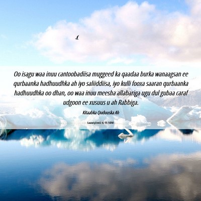 Picture 06 - Laawiyiintii 6:15 SOM - Oo isagu waa inuu cantoobadiisa muggeed ka qaadaa - Bible Verse Picture