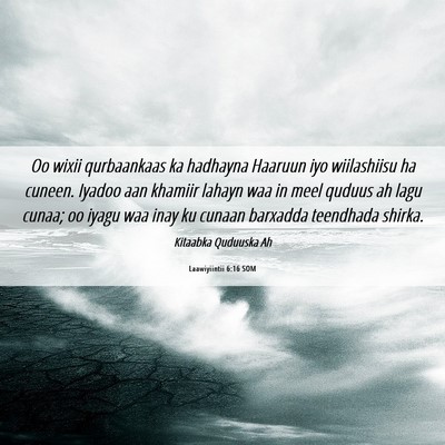 Picture 06 - Laawiyiintii 6:16 SOM - Oo wixii qurbaankaas ka hadhayna Haaruun iyo - Bible Verse Picture