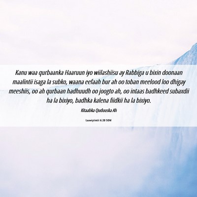 Picture 06 - Laawiyiintii 6:20 SOM - Kanu waa qurbaanka Haaruun iyo wiilashiisu ay - Bible Verse Picture