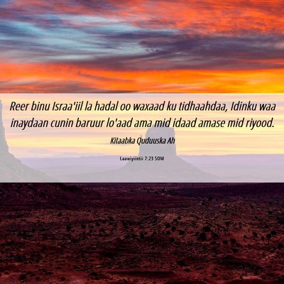 Picture 06 - Laawiyiintii 7:23 SOM - Reer binu Israa'iil la hadal oo waxaad ku - Bible Verse Picture