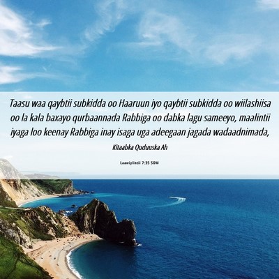 Picture 06 - Laawiyiintii 7:35 SOM - Taasu waa qaybtii subkidda oo Haaruun iyo qaybtii - Bible Verse Picture