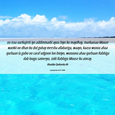 Picture 06 - Laawiyiintii 8:21 SOM - oo isna uurkujirtii iyo addimmadii ayuu biyo ku - Bible Verse Picture