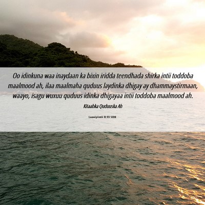 Picture 06 - Laawiyiintii 8:33 SOM - Oo idinkuna waa inaydaan ka bixin iridda - Bible Verse Picture
