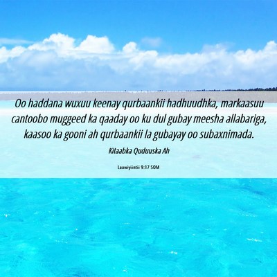 Picture 06 - Laawiyiintii 9:17 SOM - Oo haddana wuxuu keenay qurbaankii hadhuudhka, - Bible Verse Picture
