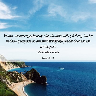 Picture 06 - Luukos 1:48 SOM - Waayo, wuxuu eegay hoosaysnimada addoontiisa, Bal - Bible Verse Picture