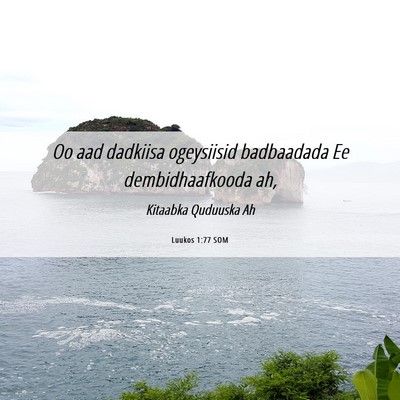Picture 06 - Luukos 1:77 SOM - Oo aad dadkiisa ogeysiisid badbaadada Ee - Bible Verse Picture