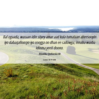 Picture 06 - Luukos 10:19 SOM - Bal ogaada, waxaan idin siiyey amar aad kula - Bible Verse Picture