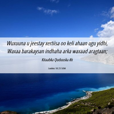 Picture 06 - Luukos 10:23 SOM - Wuxuuna u jeestay xertiisa oo keli ahaan ugu - Bible Verse Picture