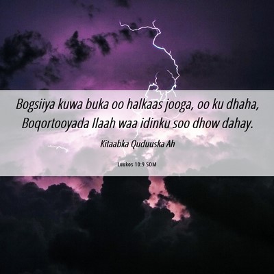Picture 06 - Luukos 10:9 SOM - Bogsiiya kuwa buka oo halkaas jooga, oo ku dhaha, - Bible Verse Picture