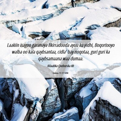 Picture 06 - Luukos 11:17 SOM - Laakiin isagoo garanaya fikirradooda ayuu ku - Bible Verse Picture