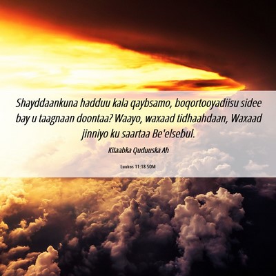 Picture 06 - Luukos 11:18 SOM - Shayddaankuna hadduu kala qaybsamo, - Bible Verse Picture