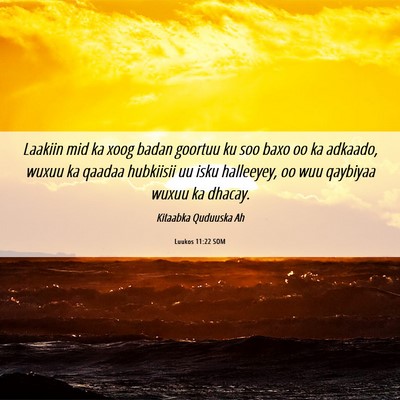 Picture 06 - Luukos 11:22 SOM - Laakiin mid ka xoog badan goortuu ku soo baxo oo - Bible Verse Picture