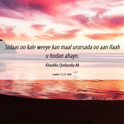 Picture 06 - Luukos 12:21 SOM - Sidaas oo kale weeye kan maal urursada oo aan - Bible Verse Picture