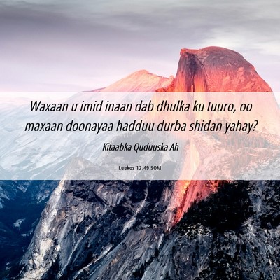 Picture 06 - Luukos 12:49 SOM - Waxaan u imid inaan dab dhulka ku tuuro, oo - Bible Verse Picture