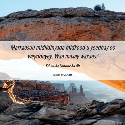 Picture 06 - Luukos 15:26 SOM - Markaasuu midiidinyada midkood u yeedhay oo - Bible Verse Picture