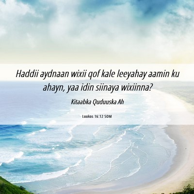 Picture 06 - Luukos 16:12 SOM - Haddii aydnaan wixii qof kale leeyahay aamin ku - Bible Verse Picture