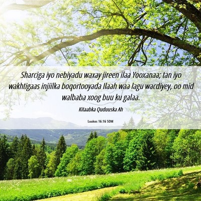 Picture 06 - Luukos 16:16 SOM - Sharciga iyo nebiyadu waxay jireen ilaa Yooxanaa; - Bible Verse Picture