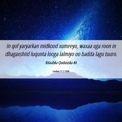 Picture 06 - Luukos 17:2 SOM - In qof yaryarkan midkood xumeeyo, waxaa uga roon - Bible Verse Picture