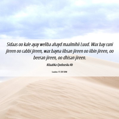 Picture 06 - Luukos 17:28 SOM - Sidaas oo kale ayay weliba ahayd maalmihii Luud. - Bible Verse Picture