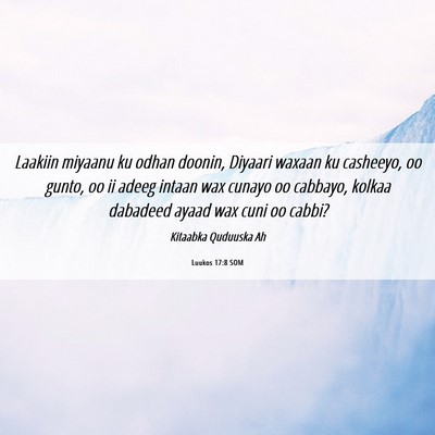 Picture 06 - Luukos 17:8 SOM - Laakiin miyaanu ku odhan doonin, Diyaari waxaan - Bible Verse Picture
