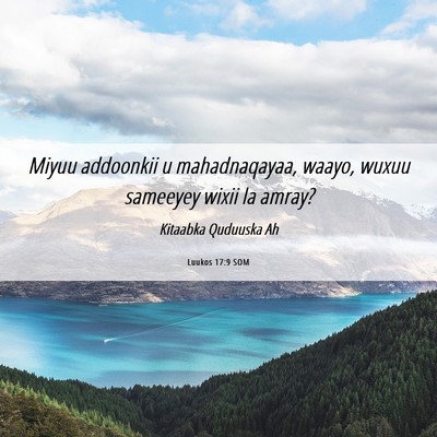 Picture 06 - Luukos 17:9 SOM - Miyuu addoonkii u mahadnaqayaa, waayo, wuxuu - Bible Verse Picture
