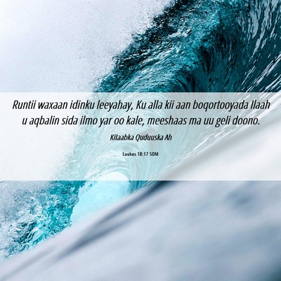 Picture 06 - Luukos 18:17 SOM - Runtii waxaan idinku leeyahay, Ku alla kii aan - Bible Verse Picture