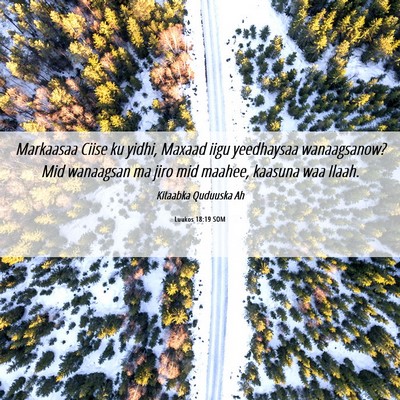 Picture 06 - Luukos 18:19 SOM - Markaasaa Ciise ku yidhi, Maxaad iigu yeedhaysaa - Bible Verse Picture