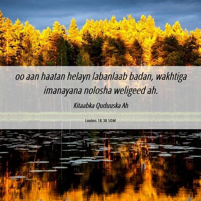 Picture 06 - Luukos 18:30 SOM - oo aan haatan helayn labanlaab badan, wakhtiga - Bible Verse Picture