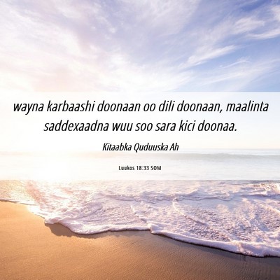 Picture 06 - Luukos 18:33 SOM - wayna karbaashi doonaan oo dili doonaan, maalinta - Bible Verse Picture