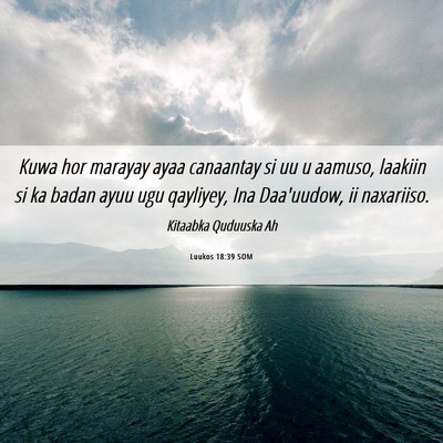 Picture 06 - Luukos 18:39 SOM - Kuwa hor marayay ayaa canaantay si uu u aamuso, - Bible Verse Picture