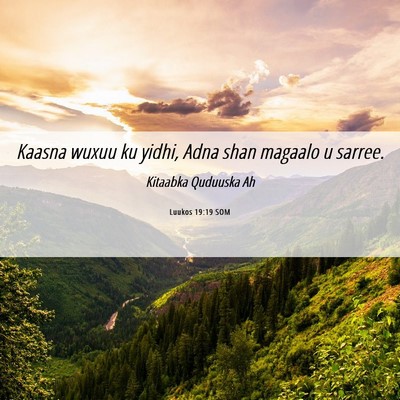 Picture 06 - Luukos 19:19 SOM - Kaasna wuxuu ku yidhi, Adna shan magaalo u - Bible Verse Picture
