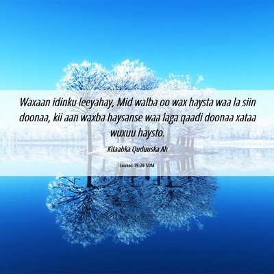 Picture 06 - Luukos 19:26 SOM - Waxaan idinku leeyahay, Mid walba oo wax haysta - Bible Verse Picture
