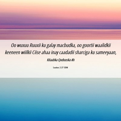 Picture 06 - Luukos 2:27 SOM - Oo wuxuu Ruuxii ku galay macbudka, oo goortii - Bible Verse Picture