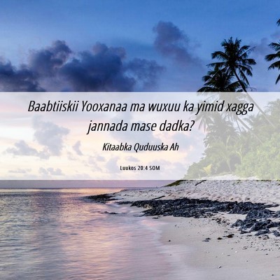 Picture 06 - Luukos 20:4 SOM - Baabtiiskii Yooxanaa ma wuxuu ka yimid xagga - Bible Verse Picture